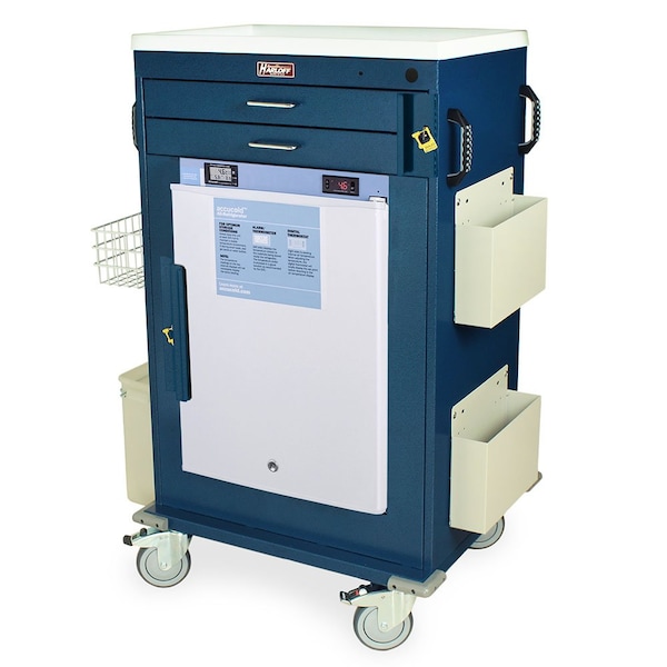 Harloff Malignant Hyperthermia Cart with 2.4 Cubic Ft Medical Grade Refrigerator, 2 Drawers, Breakaway Lock MH5200B-AC - main